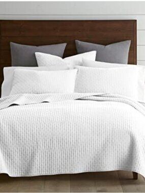 Levtex Home - Cross Stitch Quilt Set - 100% Cotton - Twin, Bright White